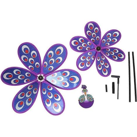 Brosse à vent double couche paillettes paon, moulinet coloré, jouet pour enfants, nouveau design rotatif extérieur. (1/4)