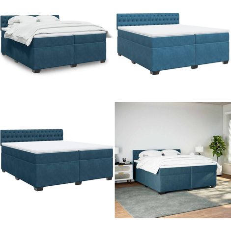 Boxspringbett mit Matratze Blau 200x200 cm Samt - Matratze - Samt (1/5)