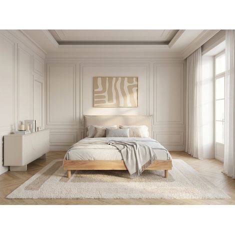 BOBOCHIC - Lit CHARLIE avec lattes massives 140x190 Beige (1/5)