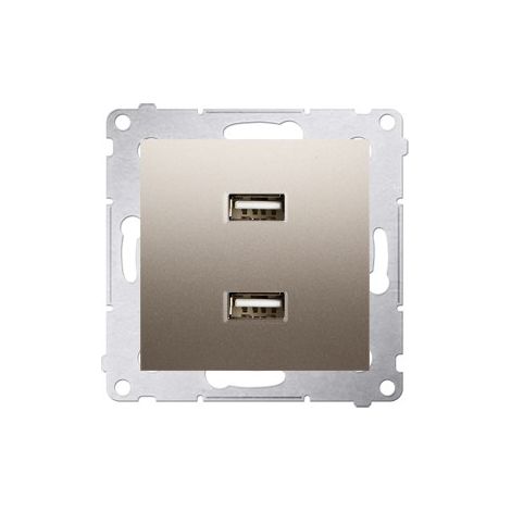 Caricabatterie 2 x USB (modulo), 2,1 A, 5 V CC, 230 V, oro opaco Simon54