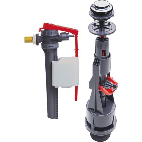 Wirquin – Chasse d'eau wc complète 10723887 – Mécanisme interrompable Aquacontrol – Robinet flotteur Jollyfill silencieux – Économie d'eau