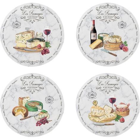 Set de 4 platos de queso de 19 cm - Los quesos de nuestras regiones - Easy Life