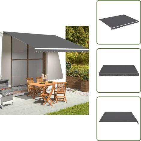 Tissu de remplacement pour auvent Anthracite 4,5x3,5 m - Tissu D'auvent - Auvent De Jardin - Toile D'ombrage - Protection Solaire - Parasol De Jardin (1/5)