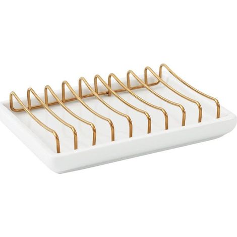 Récipient à Savon Ceramique en Acier Inoxydable Bar Compteur de Salle de Bain SOAP Distributeur boîte boîte à Vaisselle Boîte de Plateau Toilette Creative Drain Rack (1/5)