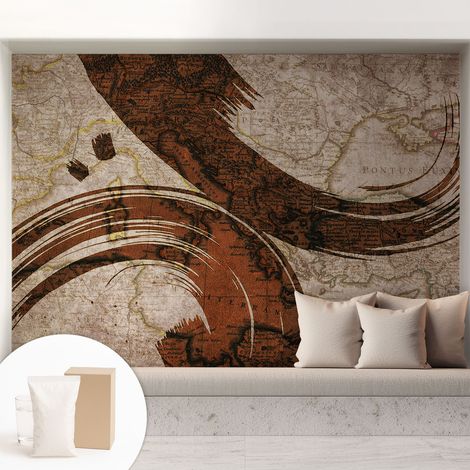 Papier peint intissé à motifs décoratifs pour salon chambre et bureau Décoration murale élégante avec colle Carte artistique 208x146 cm (1/5)