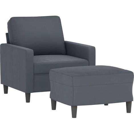 vidaXL Fauteuil avec repose-pied Gris foncé 60 cm Velours (1/5)