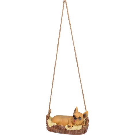 statue jardin exterieur-Statue de Bulldog en Swing Résine pour Jardins - Décor Hanging Outdoor pour Maison et Extérieur en Jaune Brun - Cadeau Animal et Décoration (1/5)