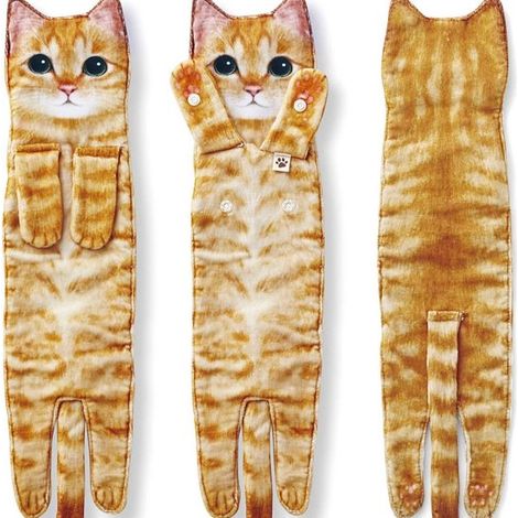 toalla de baño y cocina, toallas bonitas de secado rápido con estampado de gato, toallas faciales decorativas para el baño (naranja) (1/4)