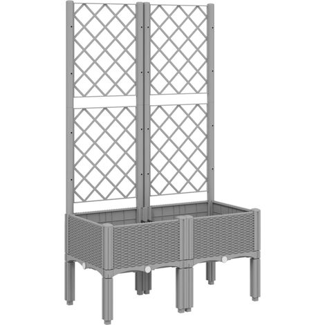 Maison Exclusive - Pflanzkübel mit Rankgitter Hellgrau 80x40x142