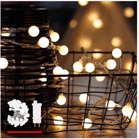 Guirlande lumineuse - FOLAYA - Boule - 100 LED - 10m - Blanc chaud - Extérieur/Intérieur (1/3)