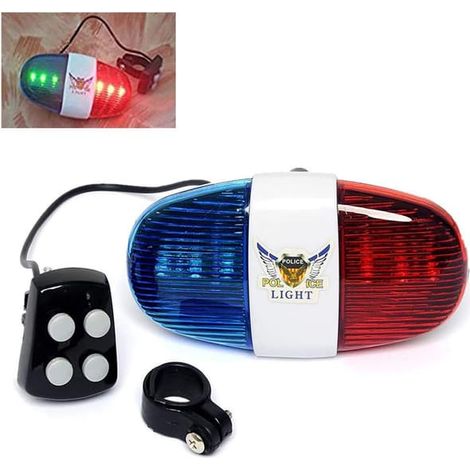 LYERCW - Gyrophare de police pour vélo, nouveau gyrophare stroboscopique bleu et rouge à 6 LED, sirène puissante à 4 mélodies (1/5)