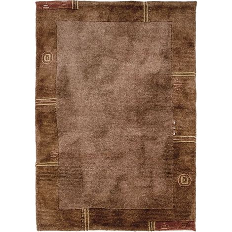 Tapis Népalais Erlon - Tapis en laine - 180x120cm, Rectangular - 95% Laine vierge, 5% Soie - Noué main - Orange (1/4)