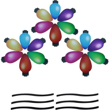 Lot de 3 autocollants magnétiques en forme d'ampoule pour réfrigérateur ou voiture, décorations de Noël pour voiture-6.9X3.6CM