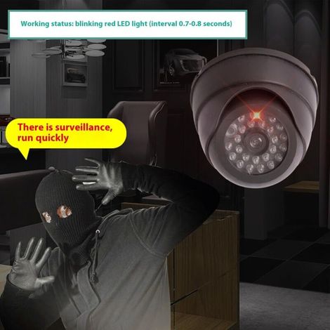 Caméra de sécurité factice - convient pour une utilisation à domicile, en extérieur et en intérieur - noire, lot de 2 (1/4)