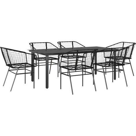 Maison Exclusive - 7-teiliges Garten-Esszimmerset aus schwarzem P