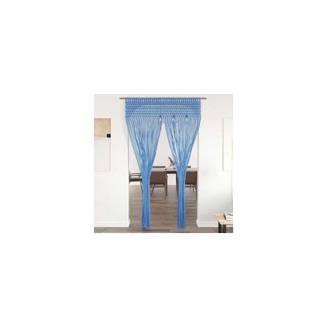 Rideau en macramé bleu 140x240 cm en coton - Crezuo (1/4)