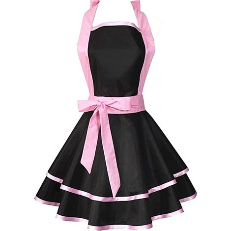 Tablier en Coton Vintage Princesse Taille Cravate Tablier Imperméable Chef Smock Tablier - rose (1/5)