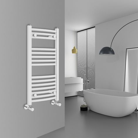 WarmeHaus Curved White Bathroom Ladder Radiator 800x400mm (1/5)