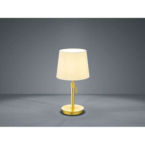LED Tischleuchte Messing mit Stoffschirm Weiß, Höhe 45-56cm verstellbar (1/5)