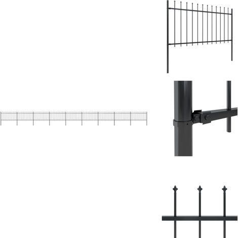 Gartenzaun mit Speerspitzen Stahl 15,3 x 1 m Schwarz - Gartenzaun - Stahlezaunt - Metallzaun - Zaun Schwarz - Zierzaun (1/5)