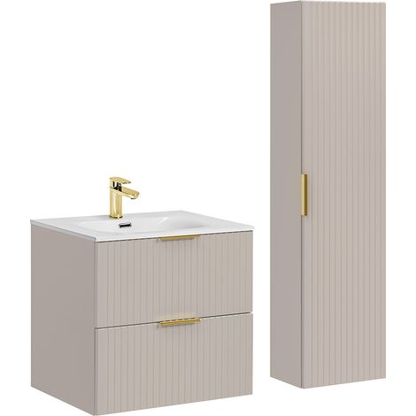 Badmöbel Set mit 60cm Waschtisch, 2-teilig, in Beige, ADELAIDE-56-CASHMERE (1/5)