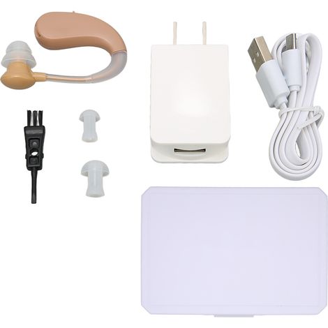 Chargeur pour amplificateur auditif réutilisable, réglage du volume pour personnes âgées, boîte de rangement incluse, prise US 100‑240V (1/5)