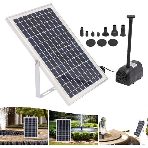 Pompe de fontaine solaire, panneau solaire de 10W, hauteur d'eau maximale de 200 cm, débit maximal de 1000 L/h, pompe sans balais entrée DC 6-24V, poids net de 1,36 kg (1/5)