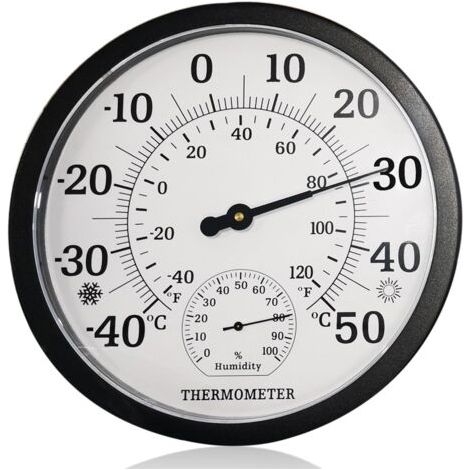 Grand thermomètre 2 en 1 pour l'intérieur et extérieur - Analogique - 25,4 cm - Avec hygromètre (1/5)