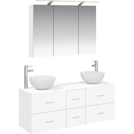 Bathroom Furniture Set 4 pcs White Engineered Wood and Glass vidaXL (1/5)