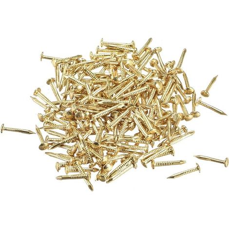 sourcing map Small Tiny Nail Carbon Steel 1 x 10 mm (DxL) Yellow (1/5)