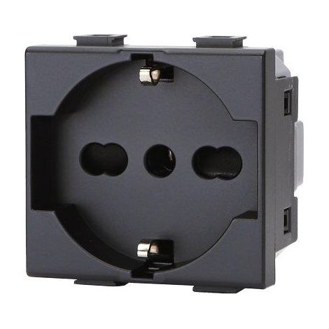 PRESA SCHUKO + SICUREZZA ABM - NERO VOLT 250 A 10/16 2P+T- 8 pezzi