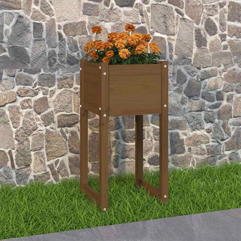 Jardinière Marron miel 40x40x81 cm Bois massif de pin (1/5)