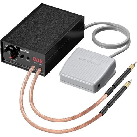8000W Soudeur par Points, SEE-08 Soudeuse à Point Portable 0,1-0,3mm avec Double Sortie D'impulsion 10-90 Vitesses Réglable par Pédale pour Fabrication de Packs de Batteries (1/5)
