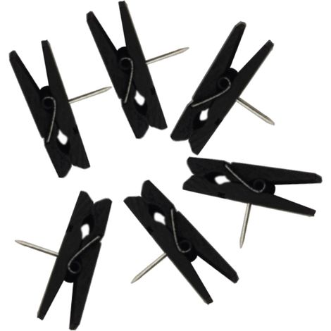 50 punaises noires avec clips en bois, punaises décoratives résistantes, punaises pour tableau en liège