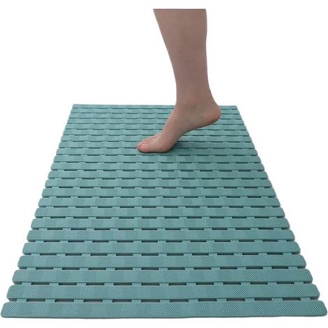 Tapis de douche rectangulaire antidérapant à ventouses, séchage rapide, écoulement par fentes, pliable, 40 x 70 cm, Vert (1/5)
