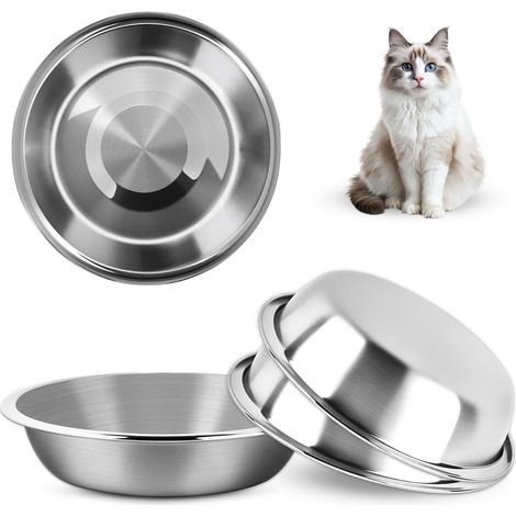 Gamelle inox empilable 14 cm, lave-vaisselle, pour petit chat/chien (1/4)