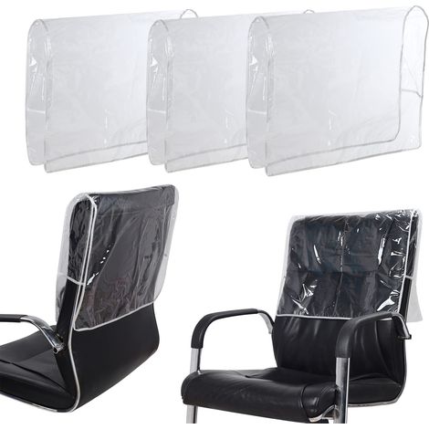 Lot de 3 housses de dossier de chaise de salon en plastique transparent pour la plupart des chaises de salon standard Protège les chaises contre les taches, les produits chimiques, la