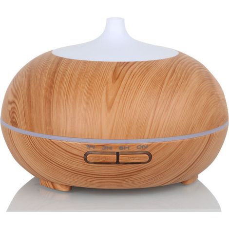 300ML Diffuseur Huiles Essentielles Electrique, Humidificateur d'air Ultrasonique Arrêt Automatique / 7 Lumières de Couleur / 3 Réglages de Minuterie, Bureau, Chambre, Yoga, Grain de Bois Clair (1/5)