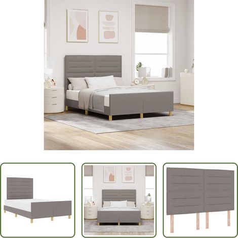 Stoffbett - Bettgestell mit Kopfteil Taupe 140 x 200 cm Stoff (1/5)