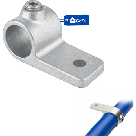 Plaque de collier simple face Ø27 mm galvanisé argent – raccord de collier de tube – Raccord ubulaire croix, kee klamp, connecteur voies – GeZu Impex