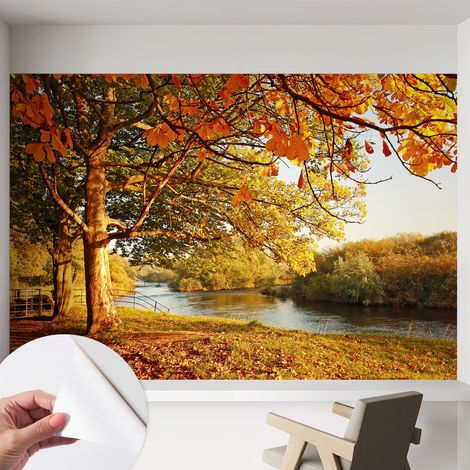 Fototapete Selbstklebend - trendige Wanddeko - Schlafzimmer - Wohnzimmer Herbst an der Küste 152x104 cm (1/5)