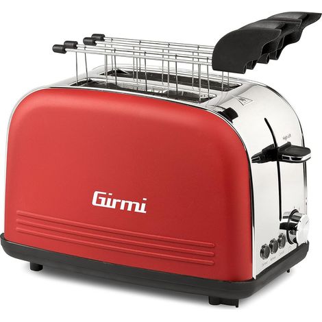 Girmi TP5702 Toaster, 850 W, Rot und Silber