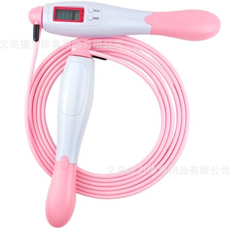 Corde à sauter électronique sans fil, en fil d'acier, avec minuterie (longue corde blanche)