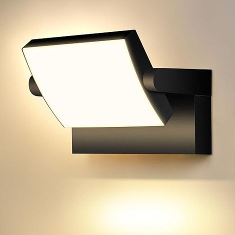 Black Outdoor LED Wall Light with 350° Rotating LED Panel, 3000K Warm White, IP65 Waterproof Outdoor Floodlight [Energy Class F] (1/3)