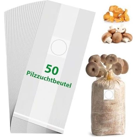 Packung mit 50 Pilzzuchtbeuteln: transparent für Champignons, Enoki, Shiitake, Getreidepilze, Austernpilze (32 x cm) - (1/5)