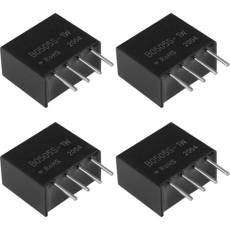 4pcs Transformateur d'isolement Noir 4 Broches DC-DC 5V B0505S-1W DC-DC 5V à 5V B0505S-1W Module d'alimentation Tension d'entrée Fixe 1W (1/5)