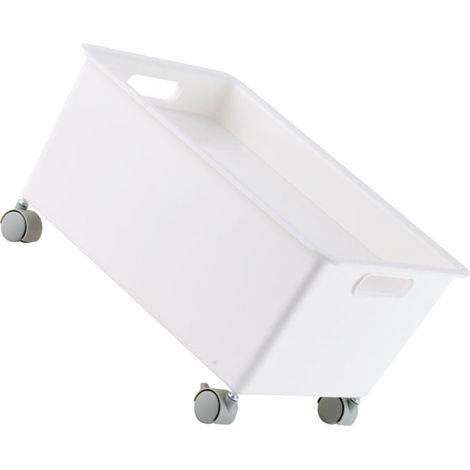 Boîte de rangement à roulettes pour livres, boîte de rangement pour sac à dos à glisser sous un bureau dans une résidence étudiante, panier de rangement sous le lit pour divers objets, blanc (1/5)