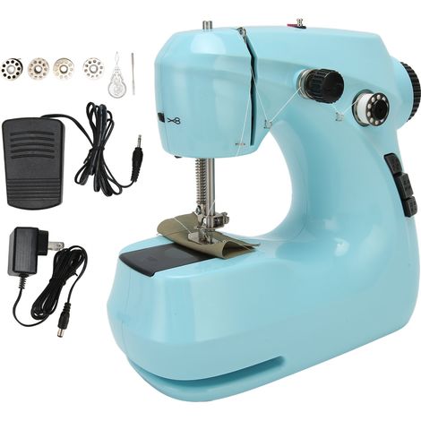 Mini machine à coudre portable électrique double alimentation 100-240V prise US pour débutants enfants interrupteur (1/5)