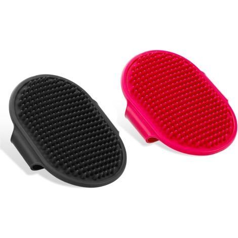 Set of 2 Silicone Cat and Dog Bath Brushes Dog Grooming Brush Massage Brush (Red Black) (1/5)