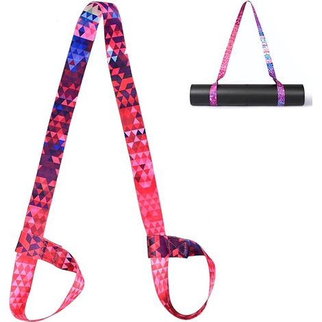 Lot de 2 Sangle de transport en coton pour tapis de yoga - Sangle de transport réglable pour toutes les tailles de tapis de yoga - Sangle élastique pour pilates, entraînement, aérobic, tapis de sport